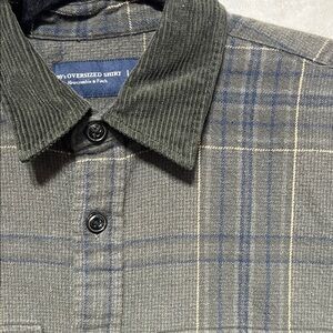Abercrombie & Fitch 90’s Overaides shirt Green Plaid Corduroy Collar Shirt med